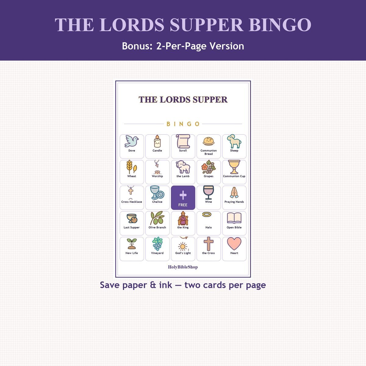 The Lord's Supper Bingo, 60 Printable Christian Cards, Communion Game, Sunday School Activity, Kids Bible Game, Bible Activity — image 6