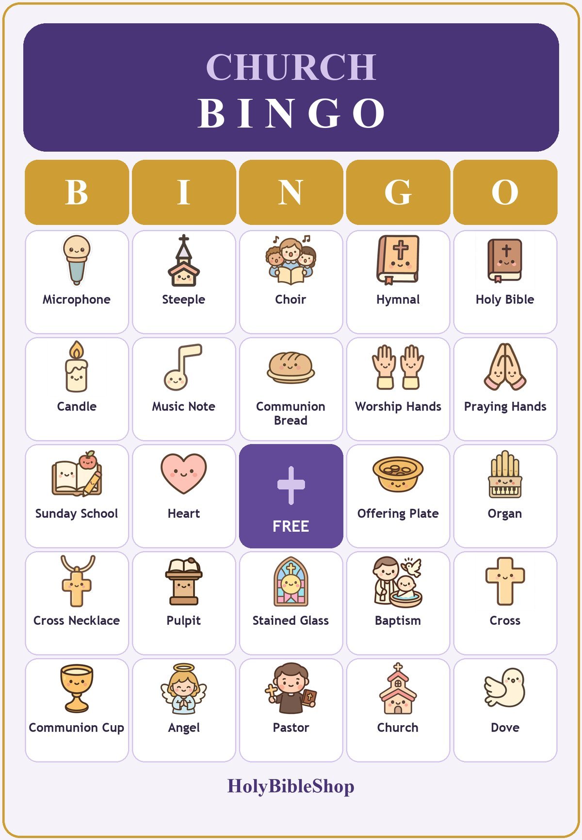 Church Bingo, 60 Printable Christian Cards, Sunday School Game, Kids Church Activity, Bible Activity for Kids, Worship Game, Communion Game