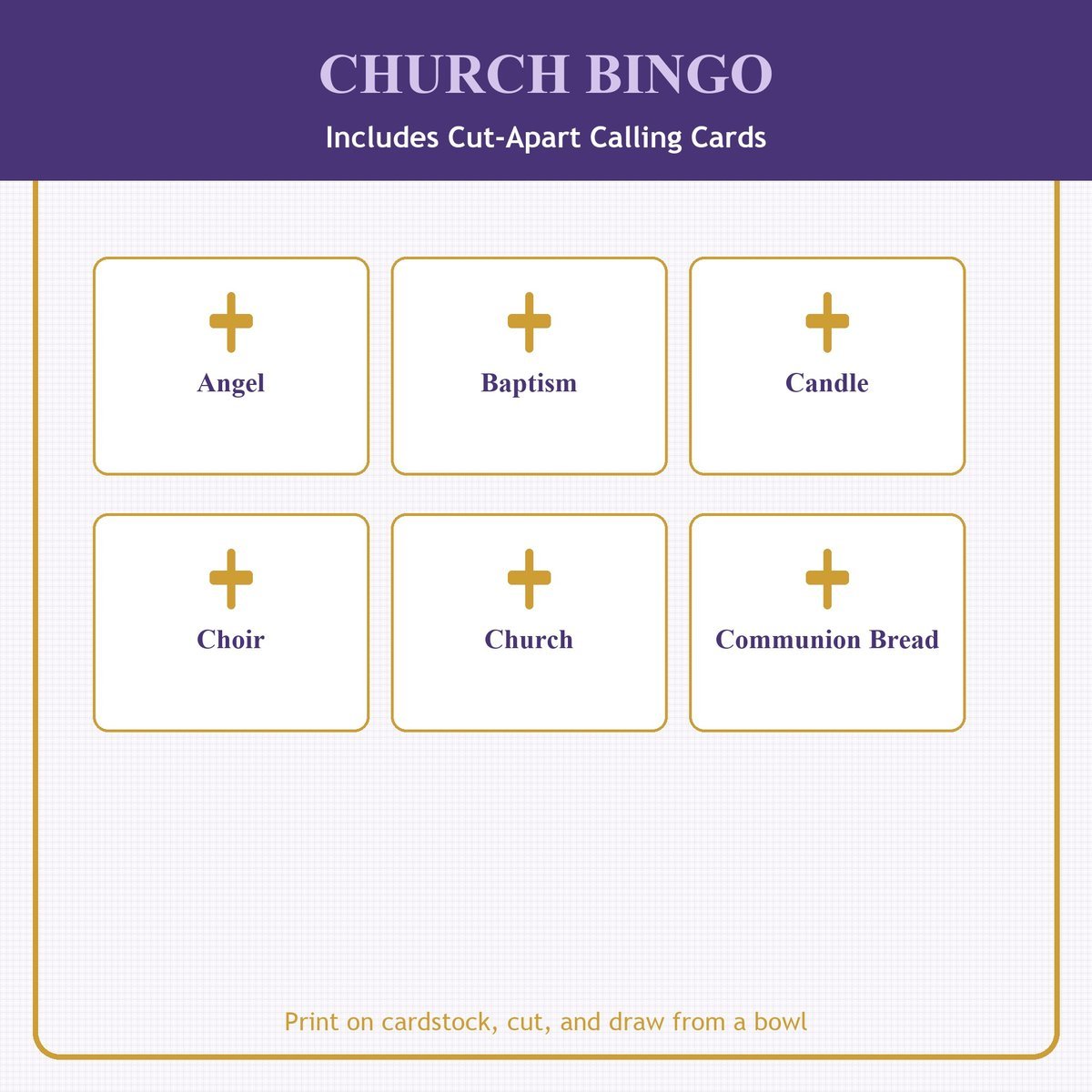 Church Bingo, 60 Printable Christian Cards, Sunday School Game, Kids Church Activity, Bible Activity for Kids, Worship Game, Communion Game — image 7