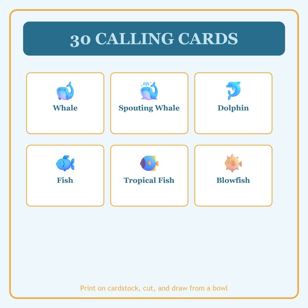 Wonders of the Sea Bingo, 60 Printable Bingo Cards, Christian Wonders Sea Game, Sunday School & Church Activity, Instant Download — image 7