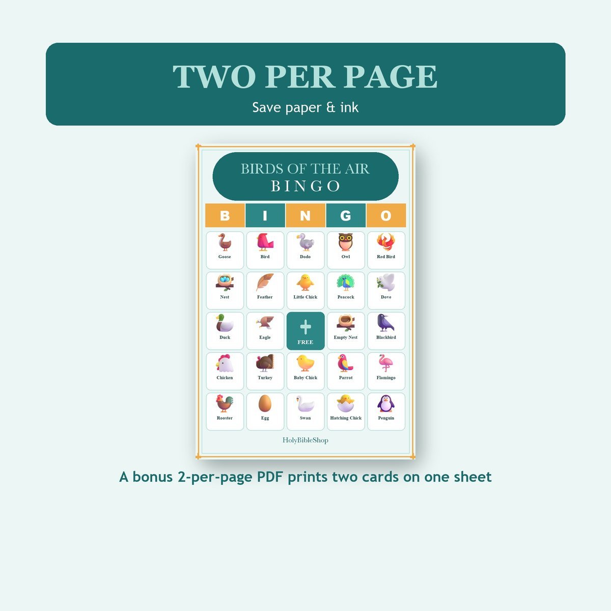 Birds of the Air Bingo, 60 Printable Bingo Cards, Christian Birds Air Game, Sunday School & Church Activity, Instant Download — image 6