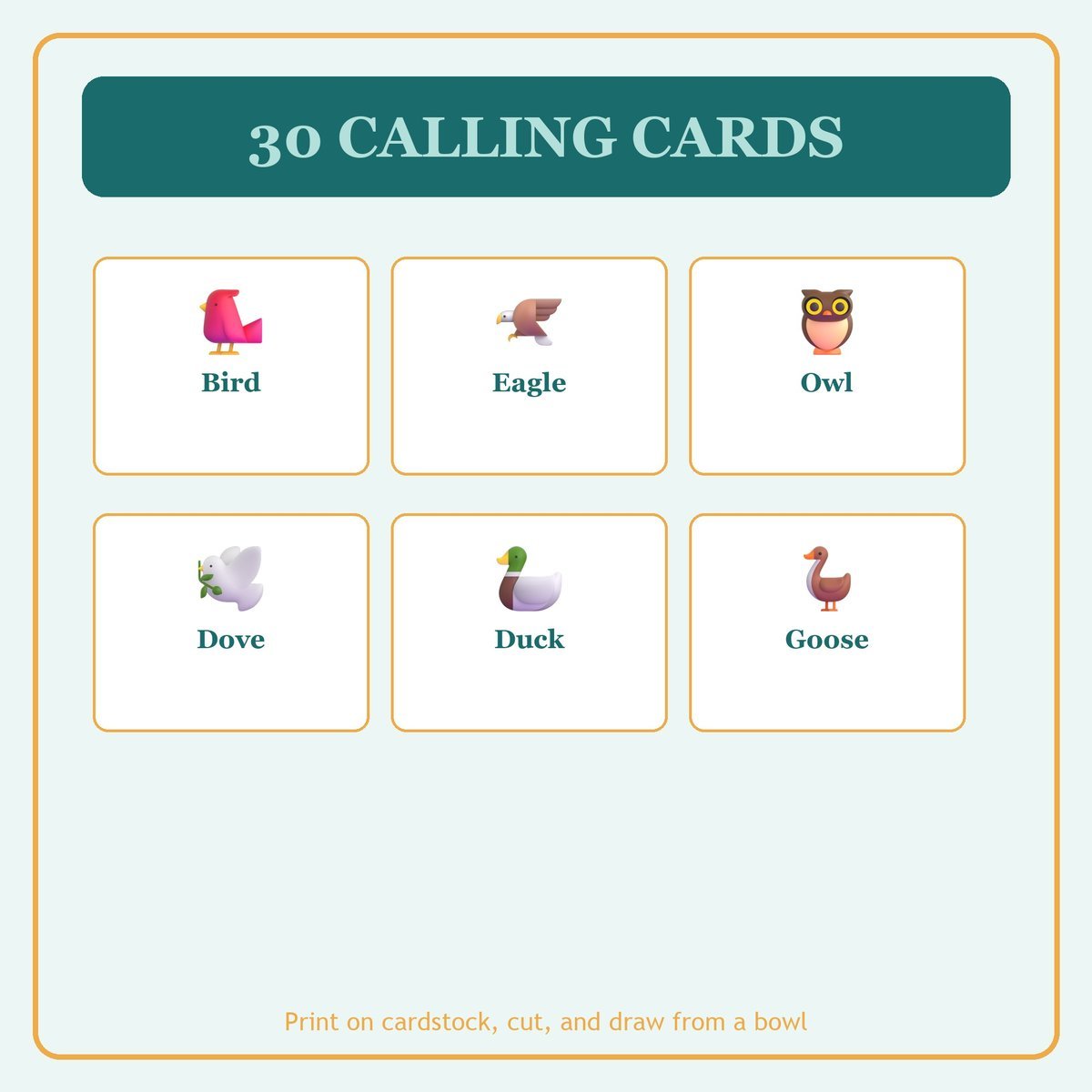 Birds of the Air Bingo, 60 Printable Bingo Cards, Christian Birds Air Game, Sunday School & Church Activity, Instant Download — image 7