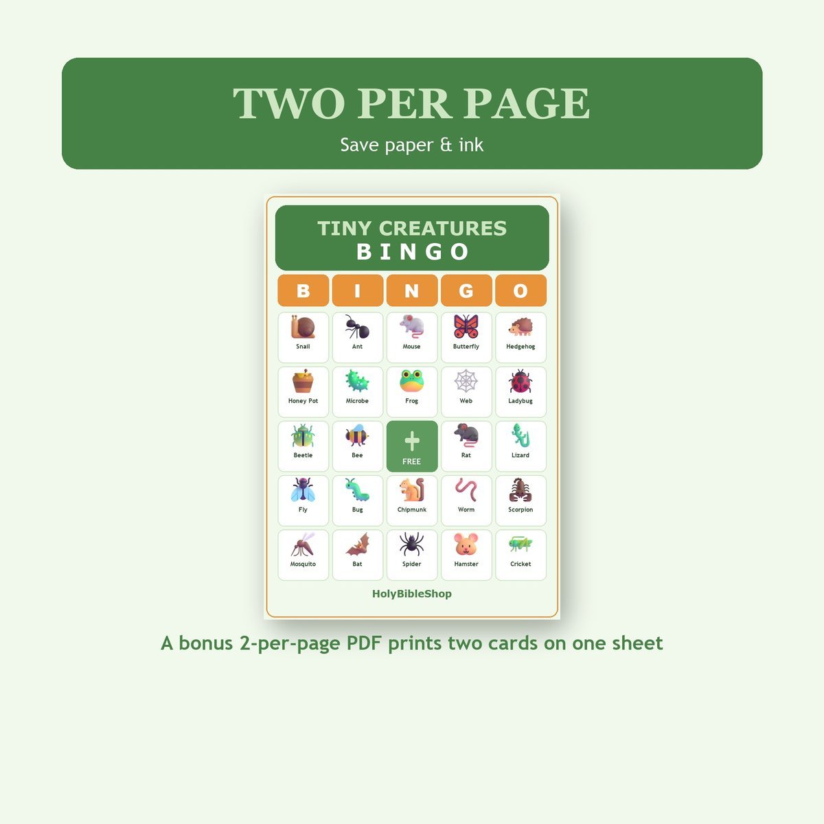 Gods Tiny Creatures Bingo, 60 Printable Bingo Cards, Christian Tiny Creatures Game, Sunday School & Church Activity, Instant Download — image 6