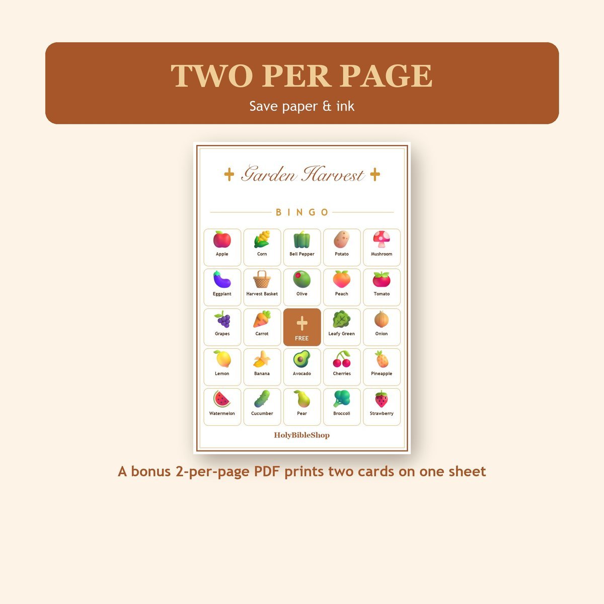 Harvest of the Garden Bingo, 60 Printable Bingo Cards, Christian Harvest Garden Game, Sunday School & Church Activity, Instant Download — image 6