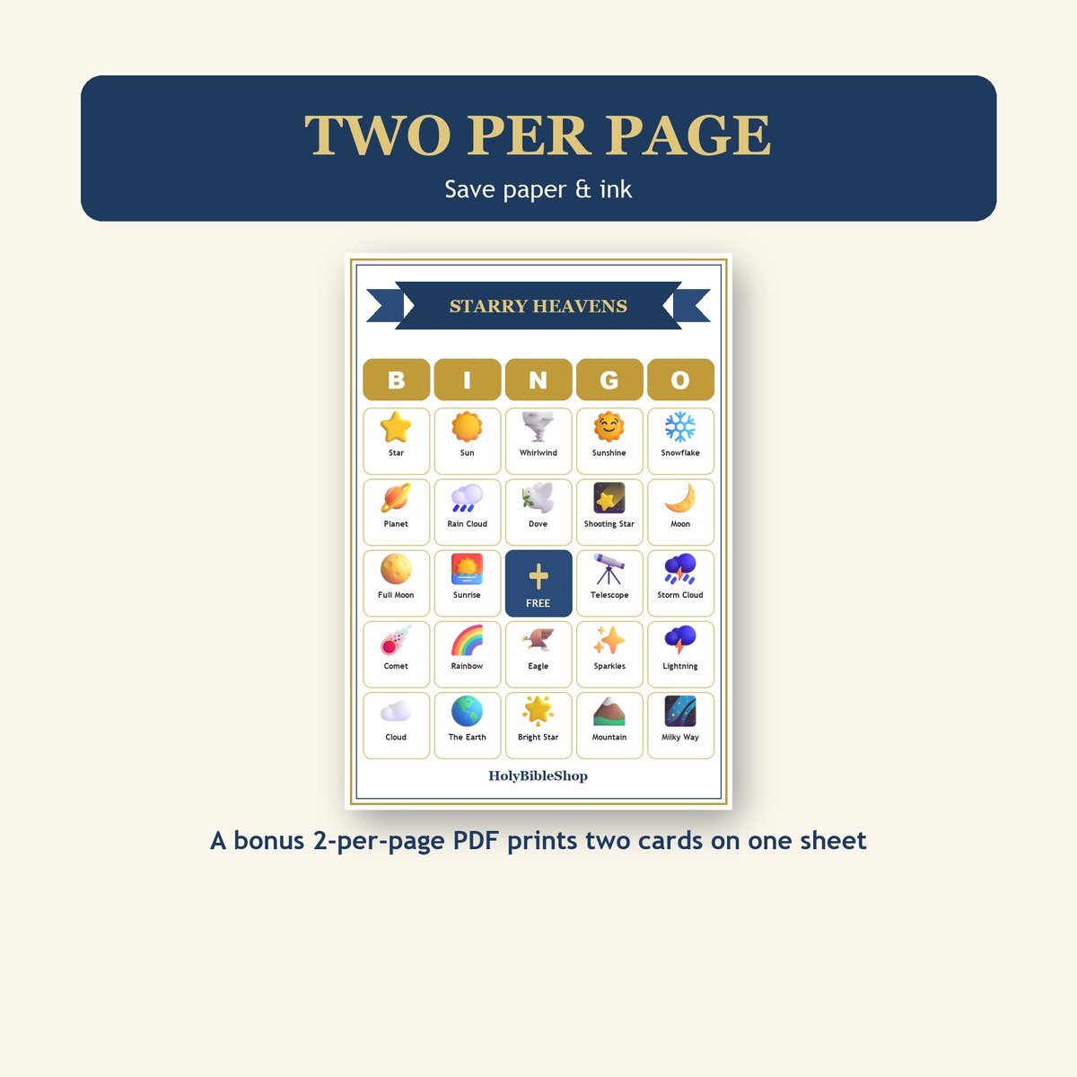 Starry Heavens Bingo, 60 Printable Bingo Cards, Christian Starry Heavens Game, Sunday School & Church Activity, Instant Download — image 6