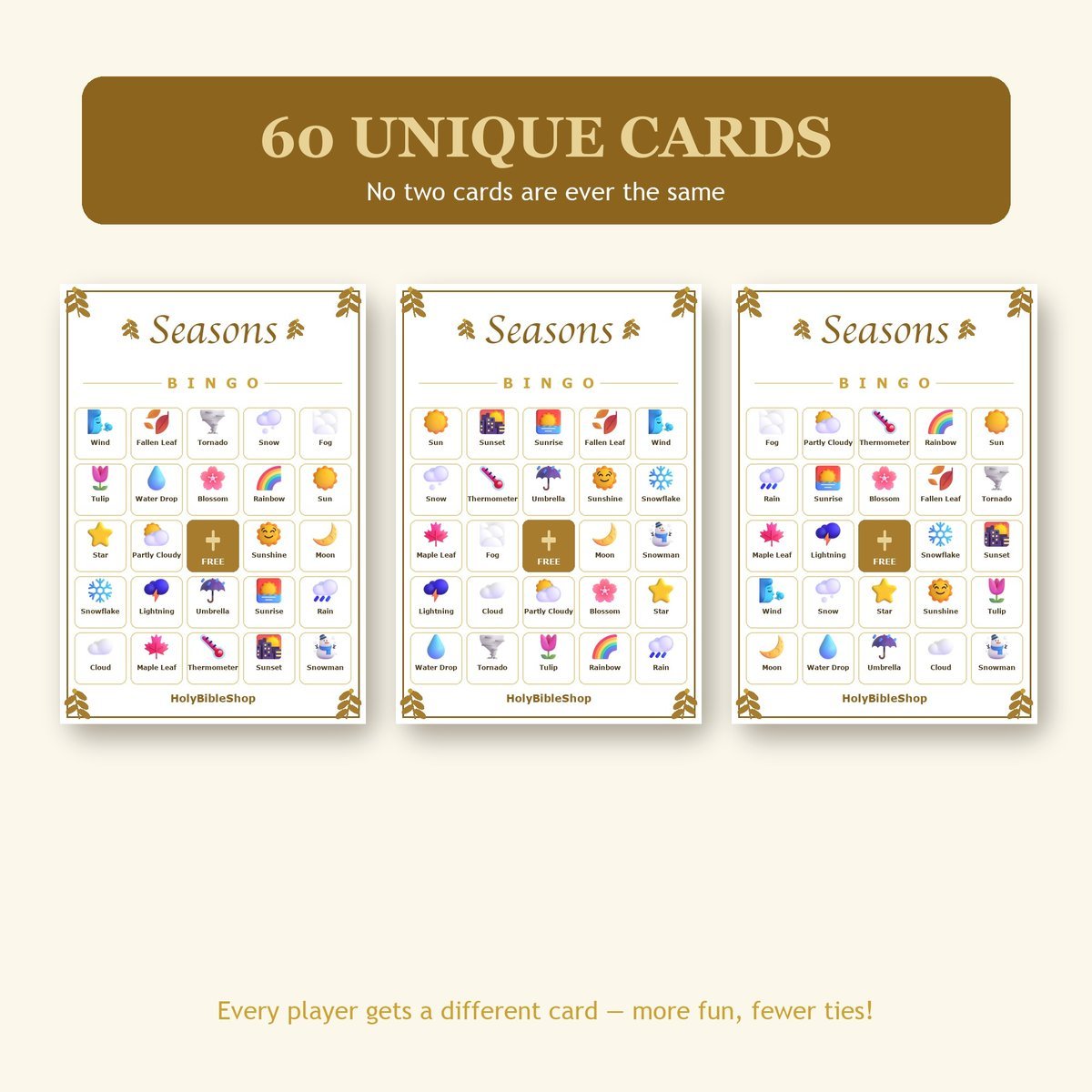Seasons of the Lord Bingo, 60 Printable Bingo Cards, Christian Seasons Lord Game, Sunday School & Church Activity, Instant Download — image 4