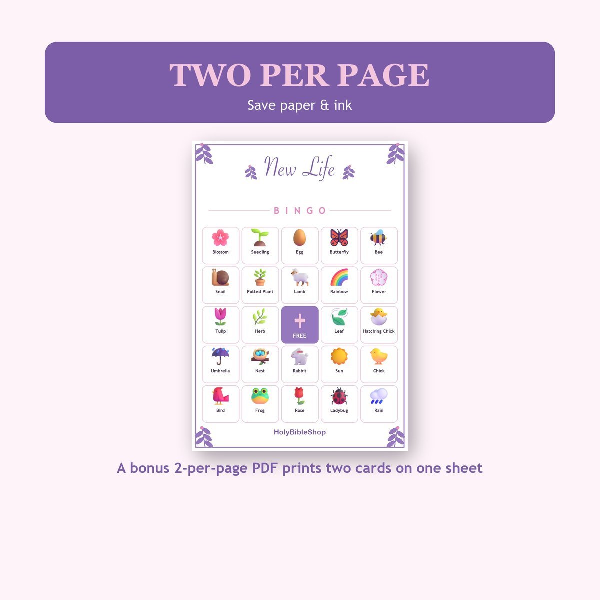 Spring and New Life Bingo, 60 Printable Bingo Cards, Christian Spring Life Game, Sunday School & Church Activity, Instant Download — image 6