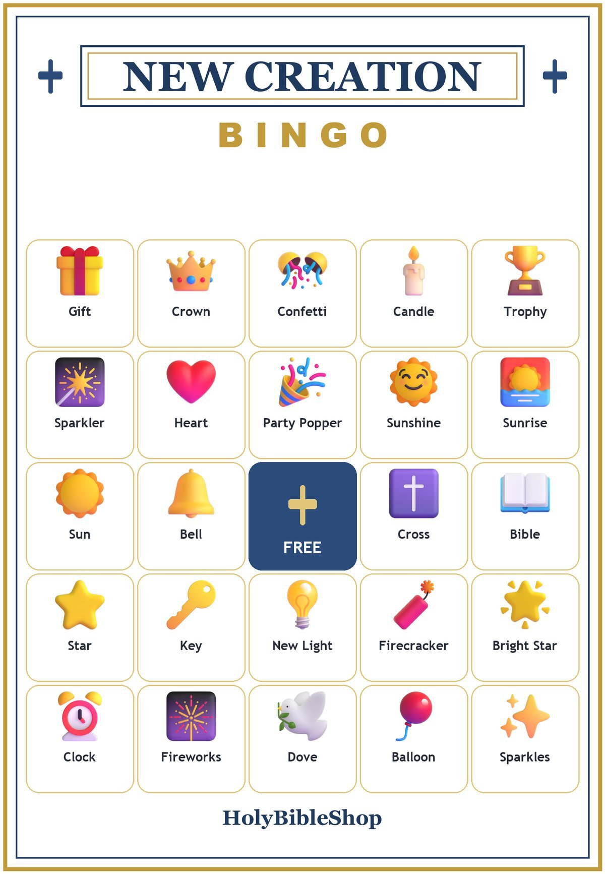 New Year New Creation Bingo, 60 Printable Bingo Cards, Christian Year Creation Game, Sunday School & Church Activity, Instant Download