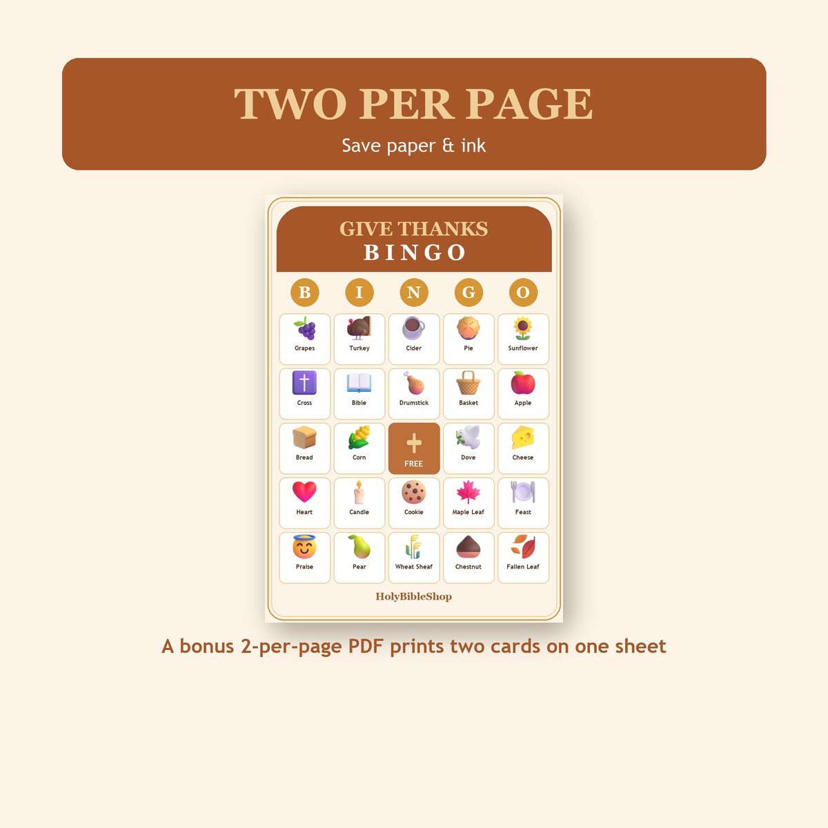 Thanksgiving Bingo, 60 Printable Christian Cards, Give Thanks to God Game, Sunday School Thanksgiving, Bible Activity for Kids, Church Game — image 6