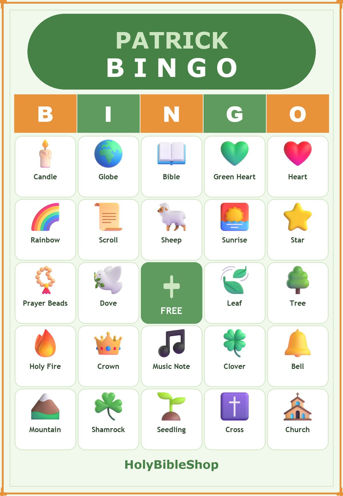 Patrick the Missionary Bingo, 60 Printable Bingo Cards, Christian Patrick Missionary Game, Sunday School & Church Activity, Instant Download
