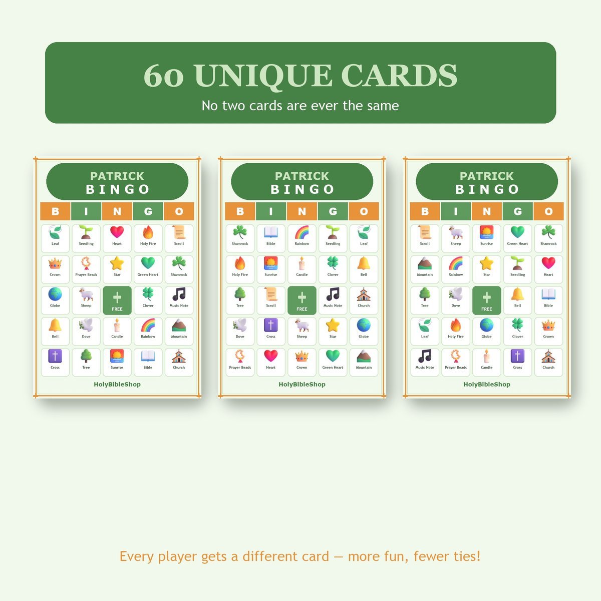 Patrick the Missionary Bingo, 60 Printable Bingo Cards, Christian Patrick Missionary Game, Sunday School & Church Activity, Instant Download — image 4