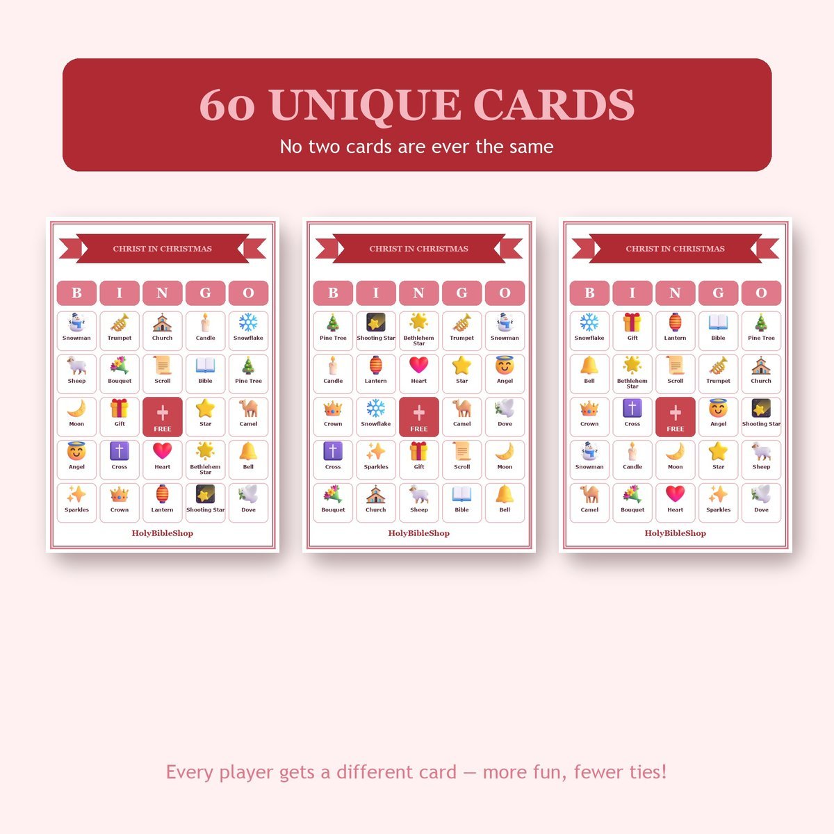 Keep Christ in Christmas Bingo, 60 Printable Bingo Cards, Christmas Bingo, Christian Christmas, Christian Keep Christ in Christmas Game — image 4