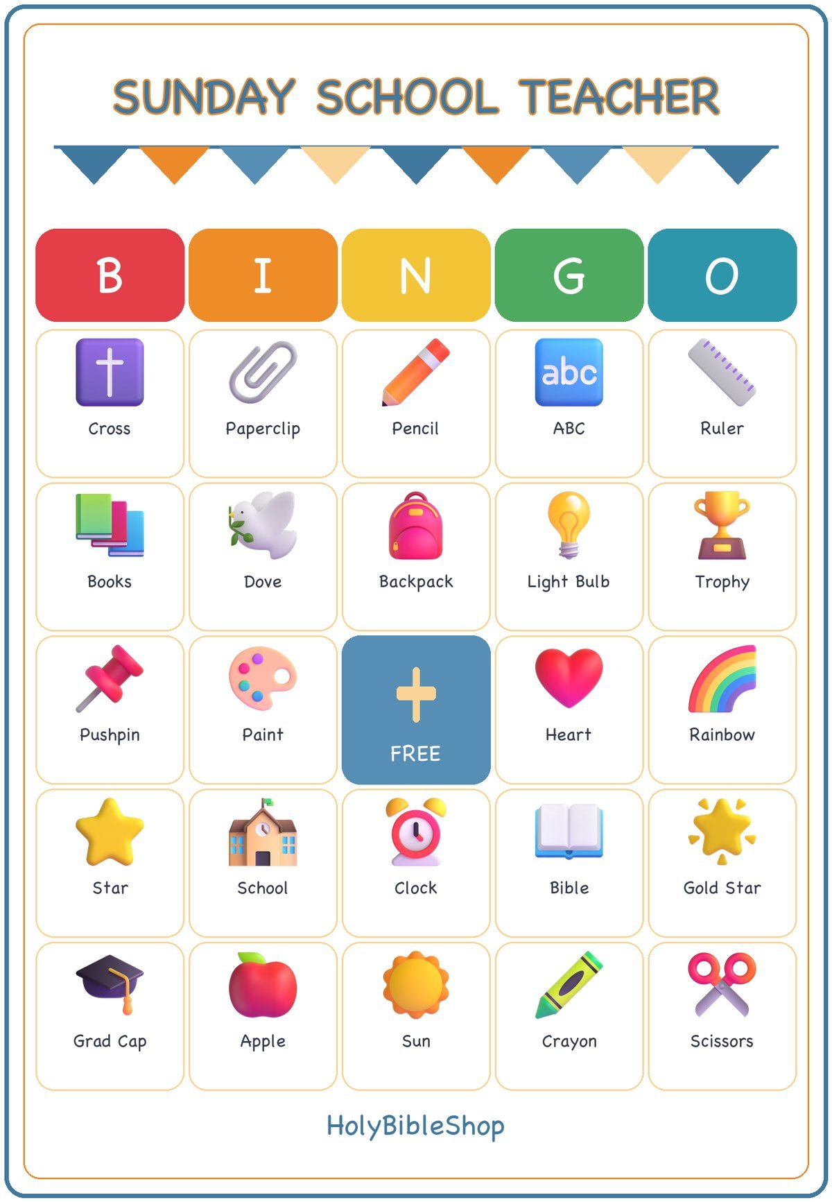Sunday School Teacher Bingo, 60 Printable Bingo Cards, Christian Sunday School Teacher Game, Sunday School & Church Activity