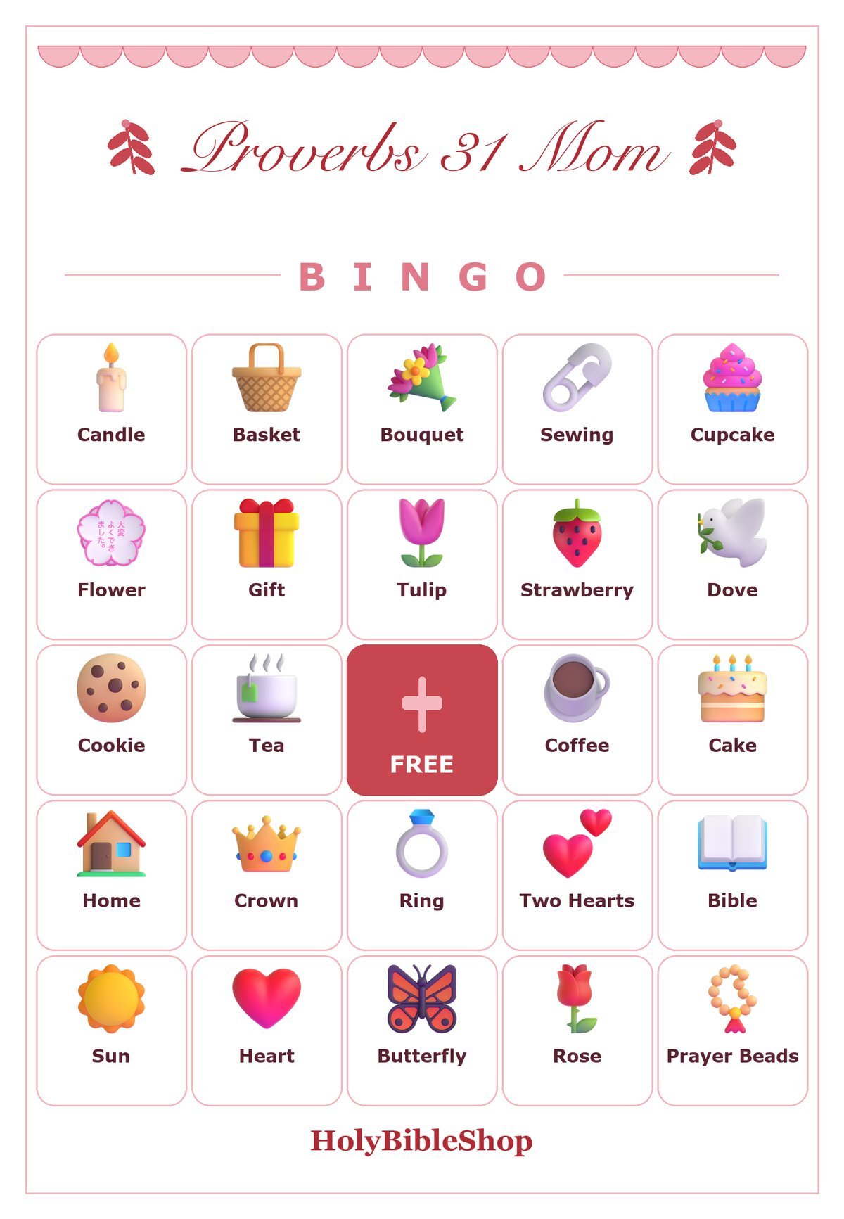 Proverbs 31 Mom Bingo, 60 Printable Bingo Cards, Mothers Day Bingo, Mothers Day Game, Christian Proverbs 31 Mom Game, Instant Download