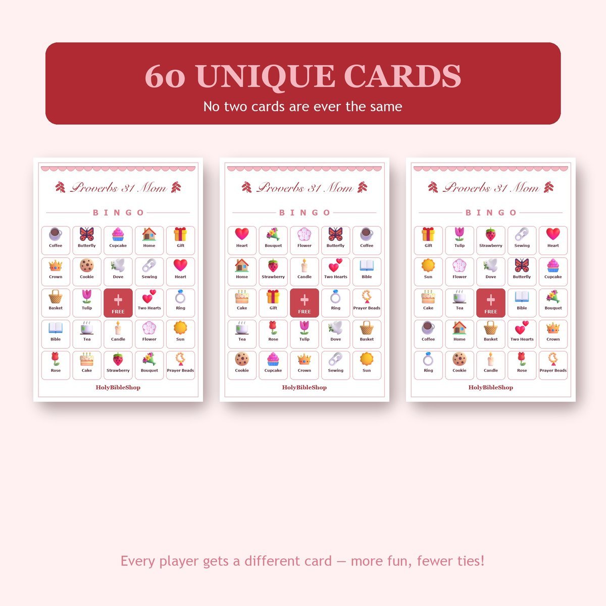 Proverbs 31 Mom Bingo, 60 Printable Bingo Cards, Mothers Day Bingo, Mothers Day Game, Christian Proverbs 31 Mom Game, Instant Download — image 4