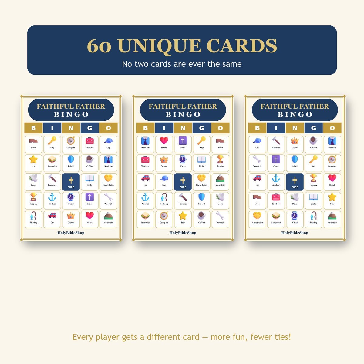 Faithful Father Bingo, 60 Printable Bingo Cards, Fathers Day Bingo, Fathers Day Game, Christian Father Game, Sunday School & Church Activity — image 4
