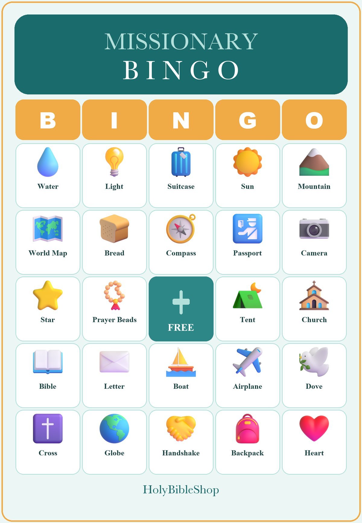 Missionary Appreciation Bingo, 60 Printable Bingo Cards, Christian Missionary Appreciation Game, Sunday School & Church Activity
