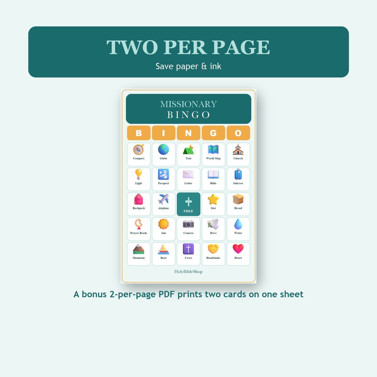 Missionary Appreciation Bingo, 60 Printable Bingo Cards, Christian Missionary Appreciation Game, Sunday School & Church Activity — image 6