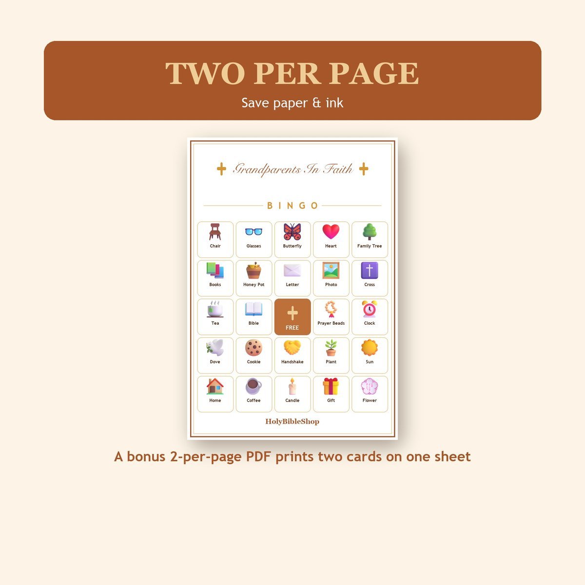 Grandparents in Faith Bingo, 60 Printable Bingo Cards, Christian Grandparents in Game, Sunday School & Church Activity, Instant Download — image 6