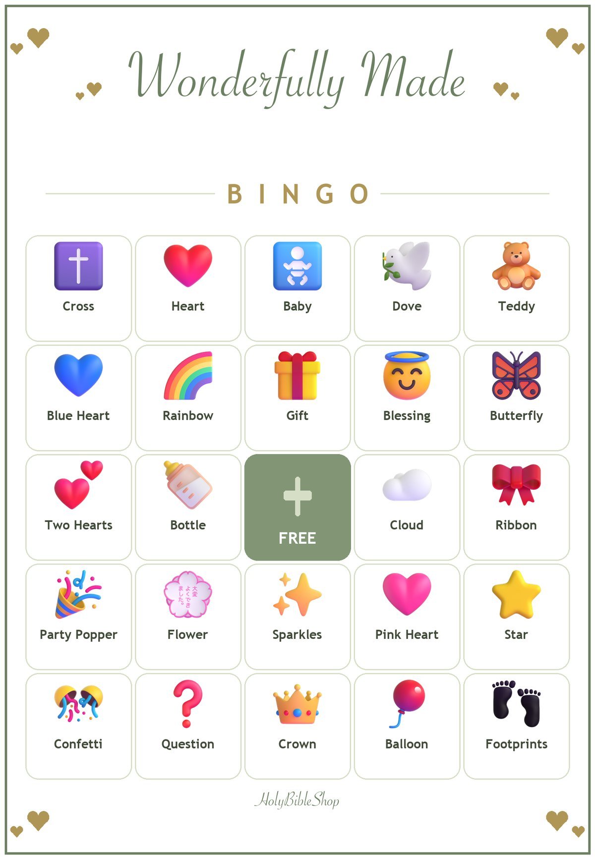 Fearfully and Wonderfully Made Bingo, 60 Printable Bingo Cards, Christian Fearfully Wonderfully Made Game, Sunday School & Church Activity