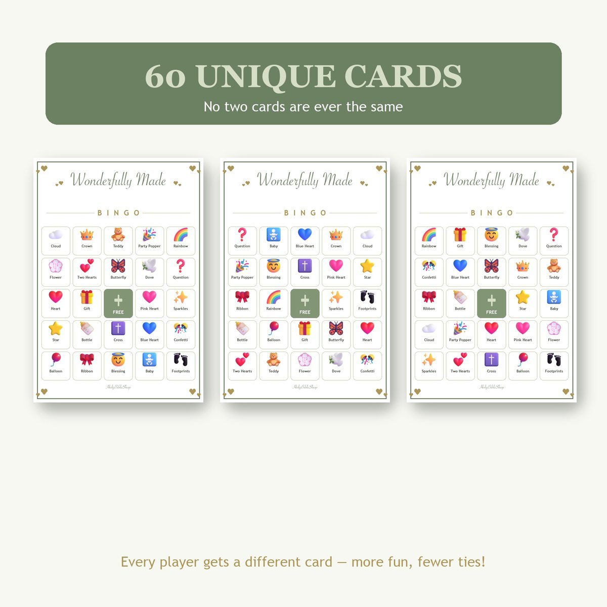 Fearfully and Wonderfully Made Bingo, 60 Printable Bingo Cards, Christian Fearfully Wonderfully Made Game, Sunday School & Church Activity — image 4