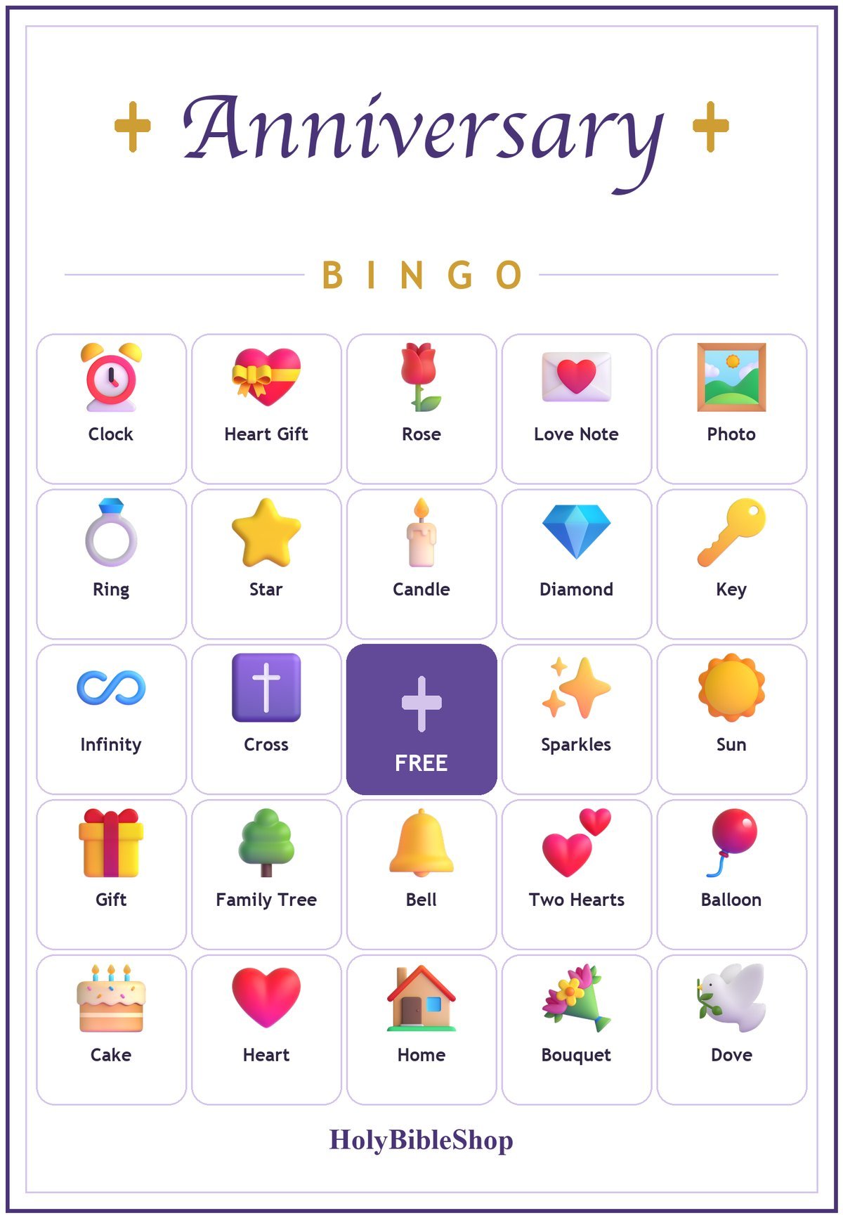 Anniversary Blessings Bingo, 60 Printable Bingo Cards, Anniversary Bingo, Anniversary Game, Christian Anniversary Game, Instant Download