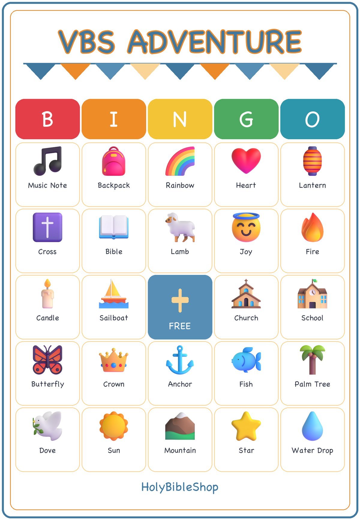 VBS Adventure Bingo, 60 Printable Bingo Cards, Vbs Bingo, Vacation Bible School, Christian VBS Adventure Game, Instant Download