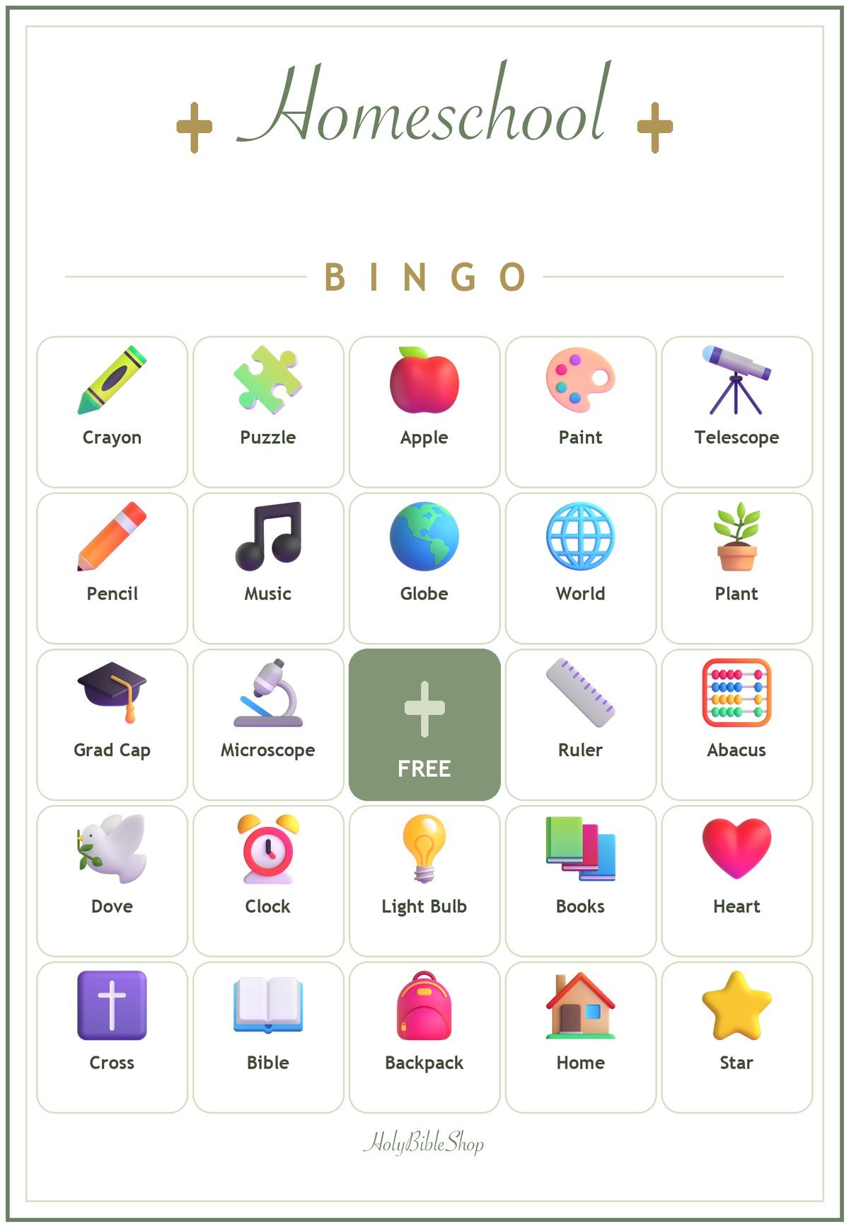 Homeschool Blessings Bingo, 60 Printable Bingo Cards, Christian Homeschool Game, Sunday School & Church Activity, Instant Download
