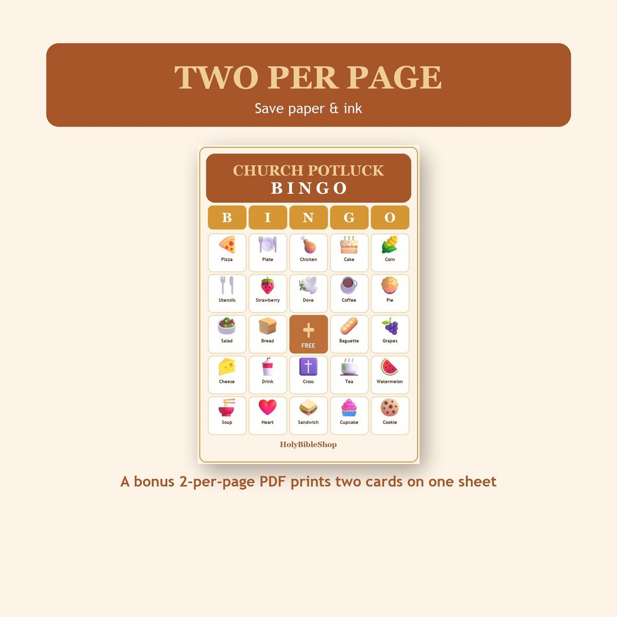 Church Potluck Fellowship Bingo, 60 Printable Bingo Cards, Christian Church Potluck Fellowship Game, Sunday School & Church Activity — image 6