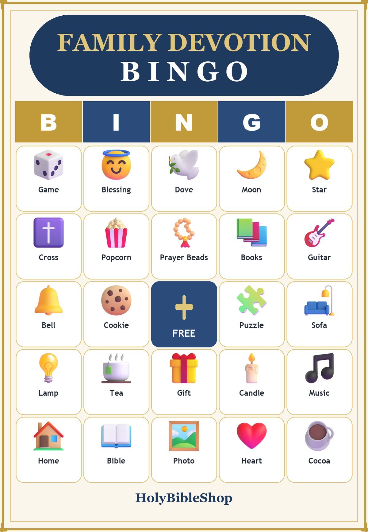 Family Devotion Night Bingo, 60 Printable Bingo Cards, Christian Family Devotion Night Game, Sunday School & Church Activity