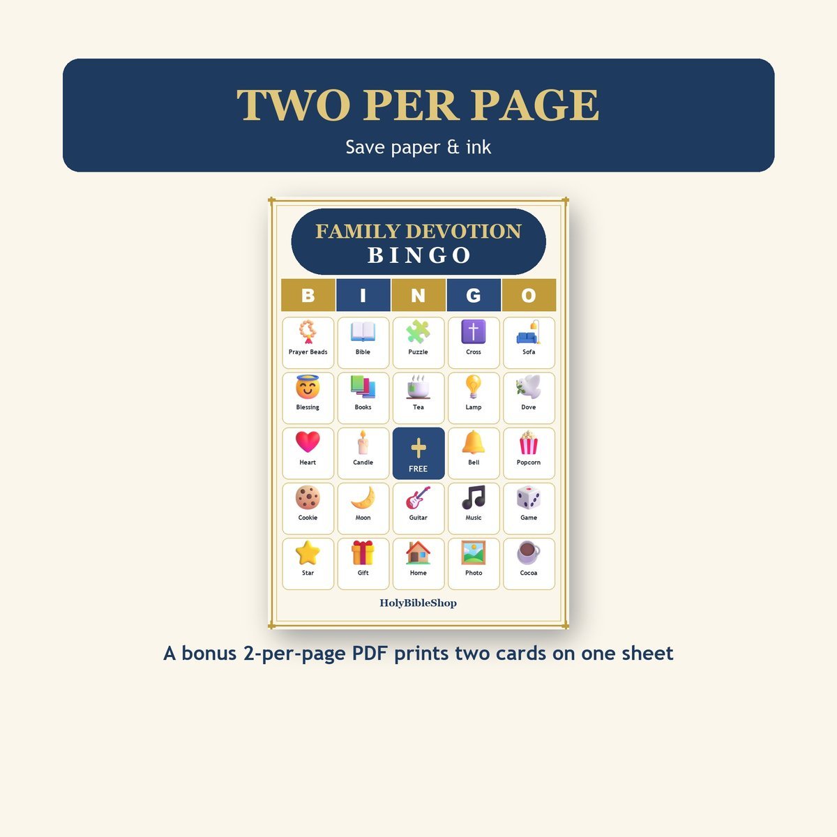Family Devotion Night Bingo, 60 Printable Bingo Cards, Christian Family Devotion Night Game, Sunday School & Church Activity — image 6