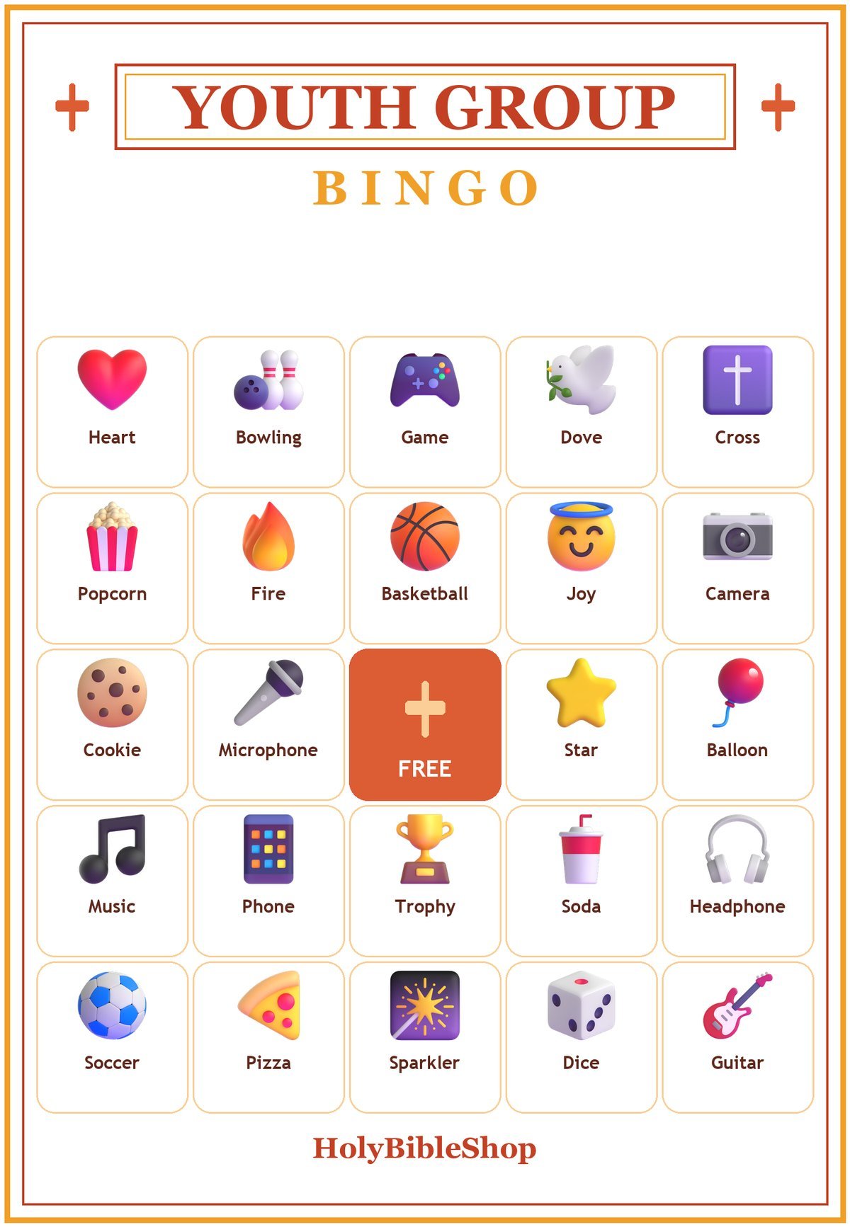 Youth Group Night Bingo, 60 Printable Bingo Cards, Christian Youth Group Night Game, Sunday School & Church Activity, Instant Download