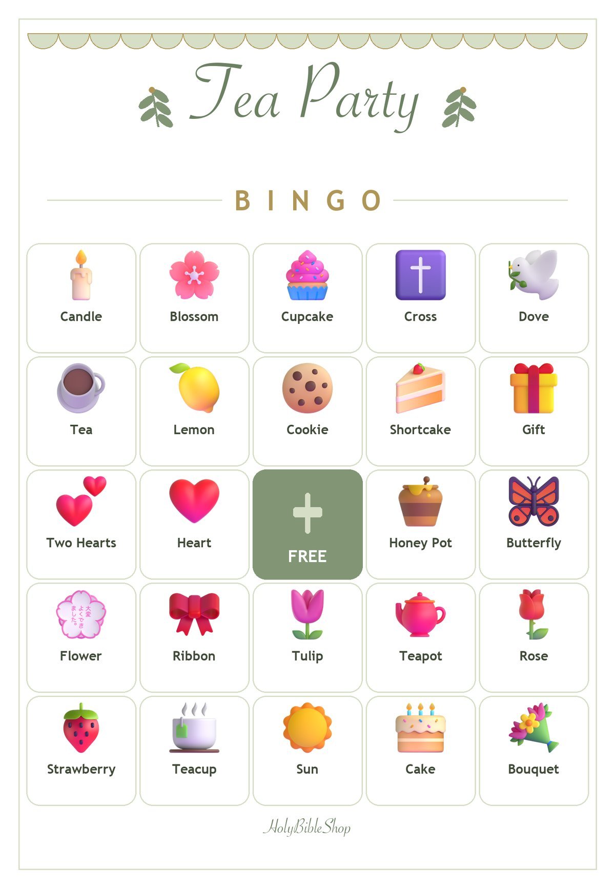 Christian Tea Party Bingo, 60 Printable Bingo Cards, Tea Party Bingo, Womens Ministry, Christian Tea Party Game, Instant Download
