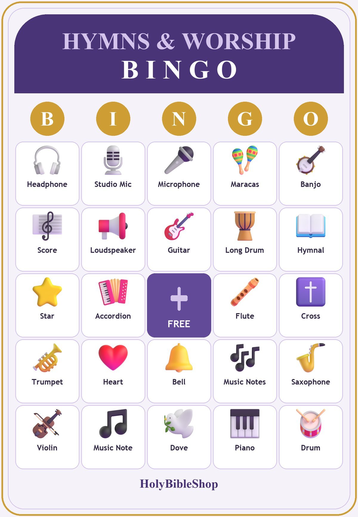 Hymns and Worship Music Bingo, 60 Printable Bingo Cards, Christian Hymns Worship Music Game, Sunday School & Church Activity