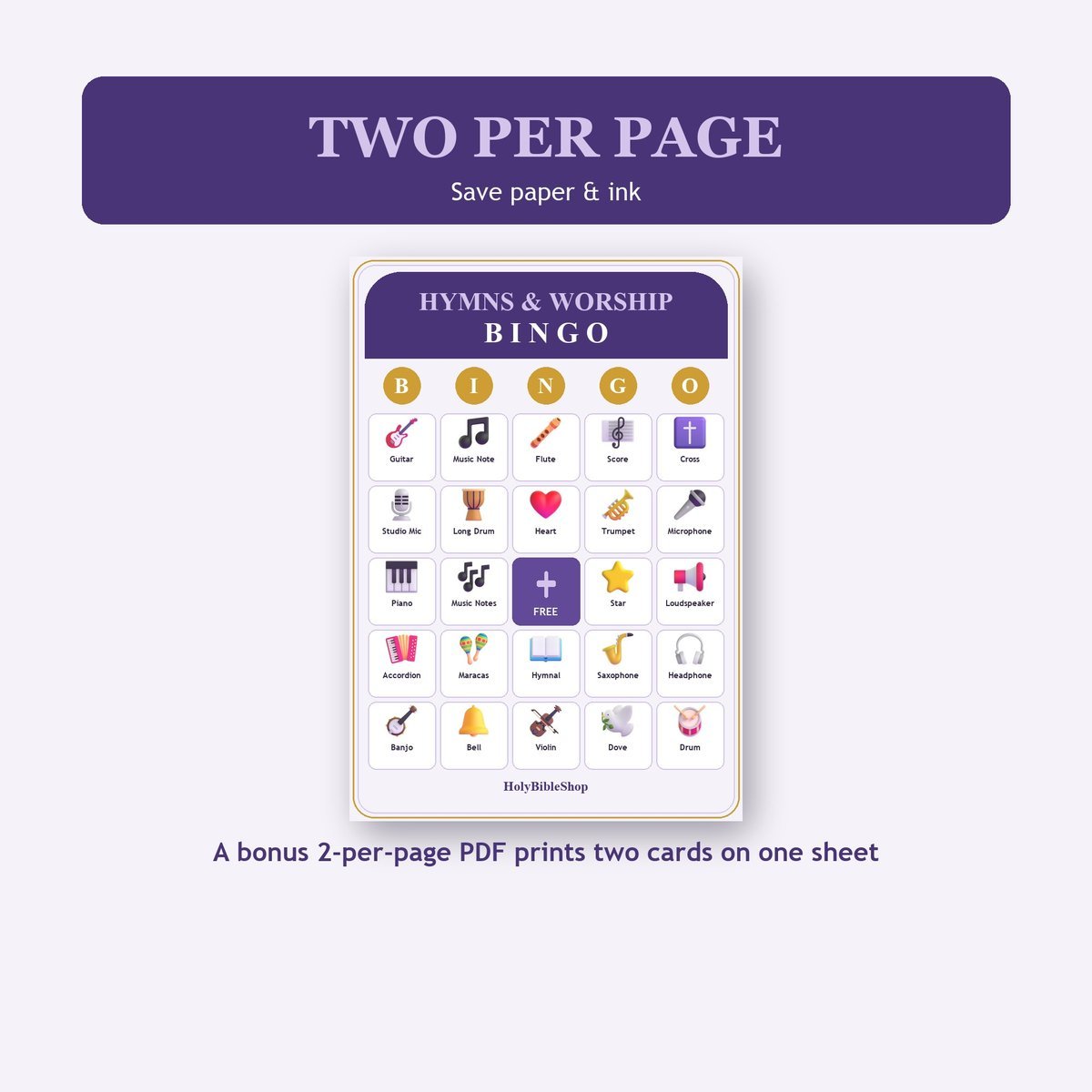 Hymns and Worship Music Bingo, 60 Printable Bingo Cards, Christian Hymns Worship Music Game, Sunday School & Church Activity — image 6