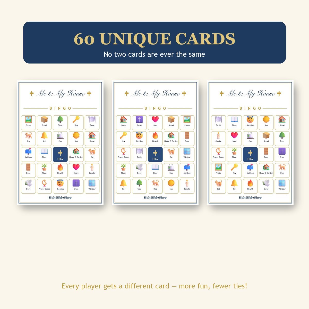 As For Me and My House Bingo, 60 Printable Bingo Cards, Christian Me House Game, Sunday School & Church Activity, Instant Download — image 4