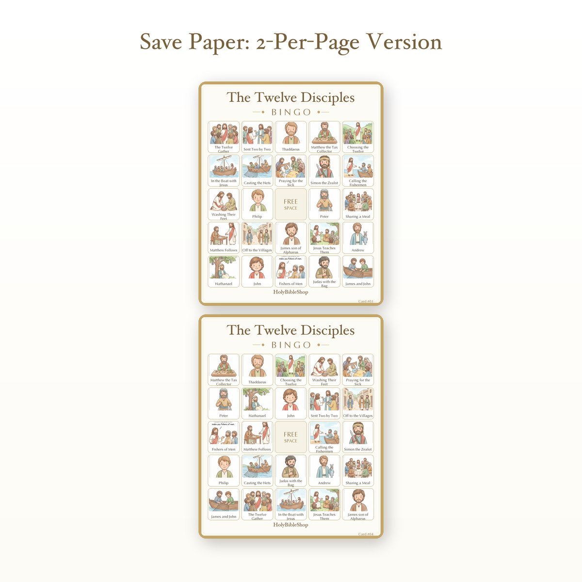 The Twelve Disciples Bingo | Printable Bible Bingo Game for Kids | 60 Cards Sunday School VBS Christian Watercolor PDF — image 6