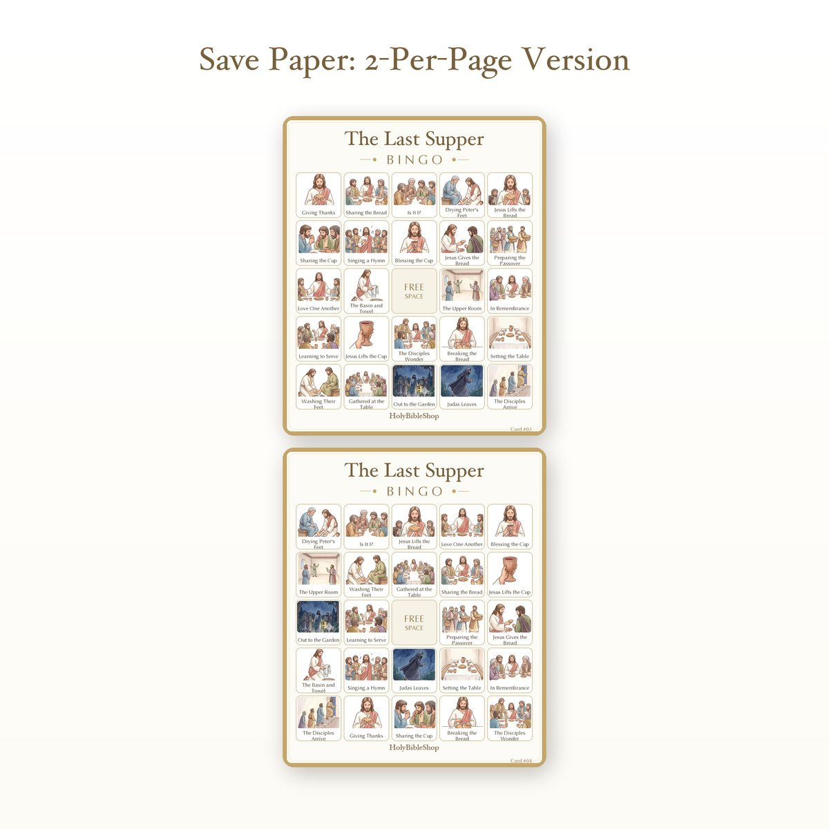 The Last Supper Bingo | Printable Bible Bingo Game for Kids | 60 Cards Sunday School VBS Christian Watercolor PDF — image 6