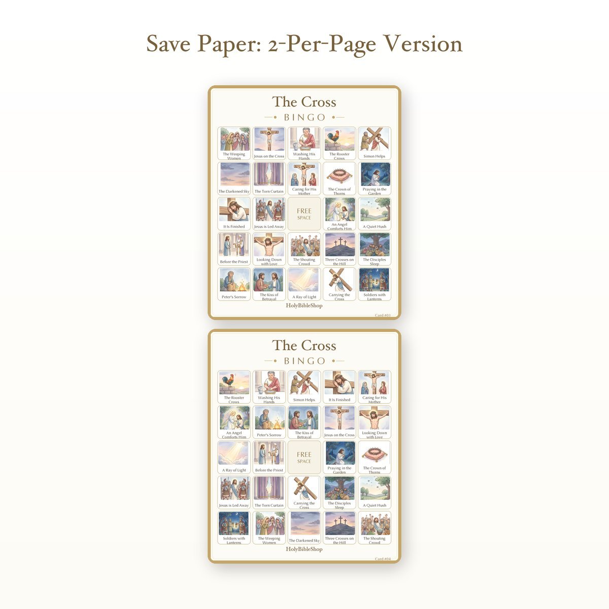 The Cross Bingo | Printable Bible Bingo Game for Kids | 60 Cards Sunday School VBS Christian Watercolor PDF — image 6