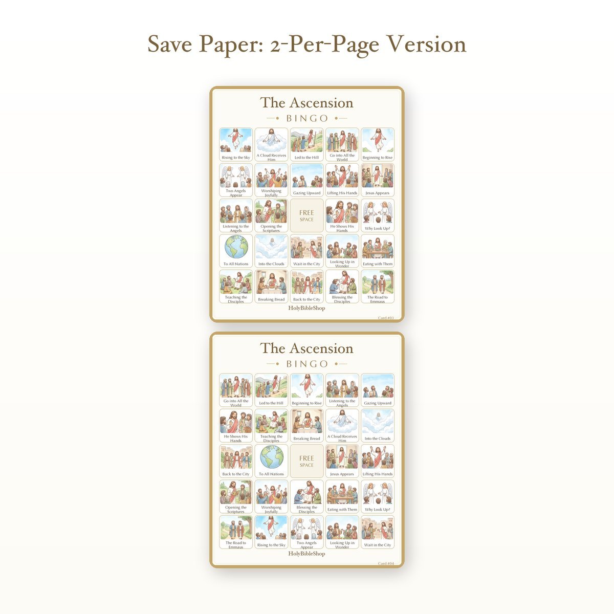 The Ascension Bingo | Printable Bible Bingo Game for Kids | 60 Cards Sunday School VBS Christian Watercolor PDF — image 6