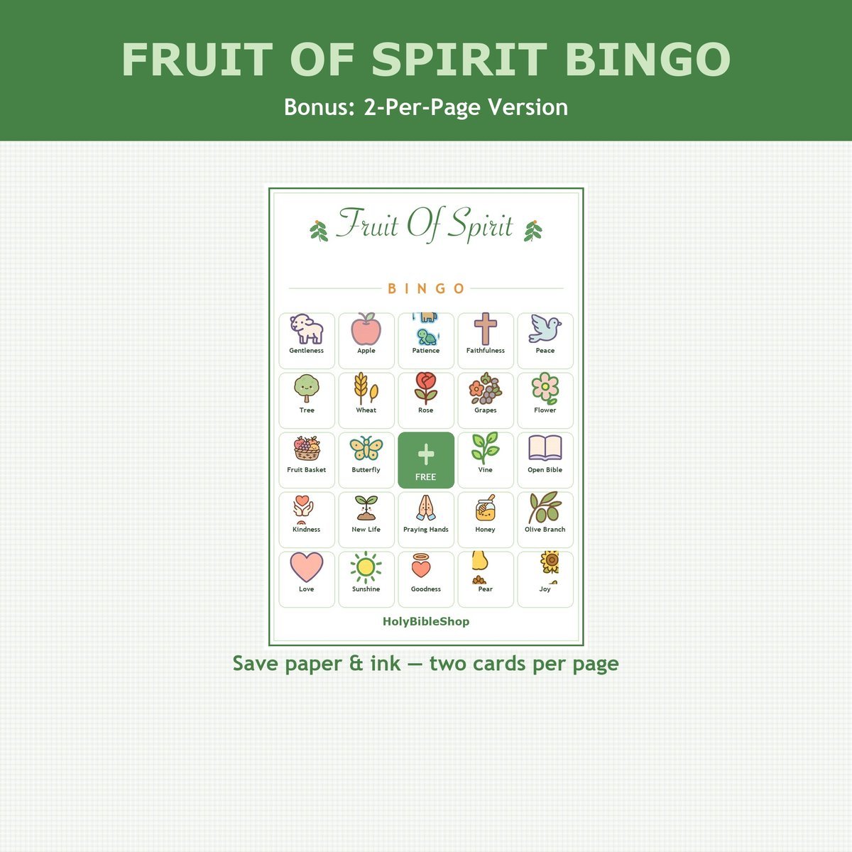 Fruit of the Spirit Bingo, 60 Printable Christian Cards, Bible Character Game, Sunday School Activity, Kids Bible Game, Galatians 5 — image 6