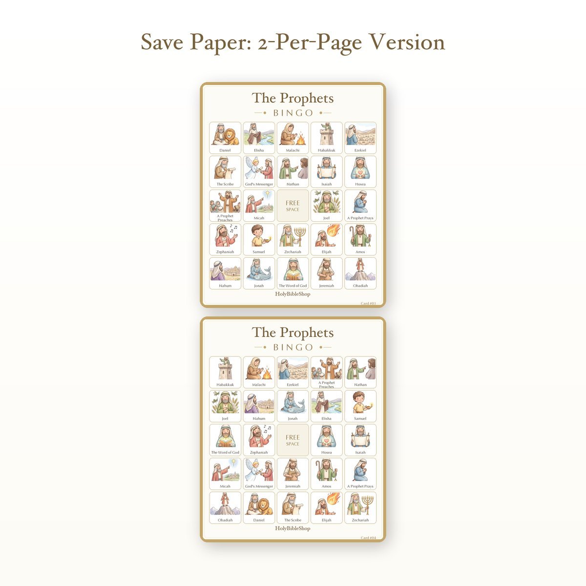 The Prophets Bingo | Printable Bible Bingo Game for Kids | 60 Cards Sunday School VBS Christian Watercolor PDF — image 6