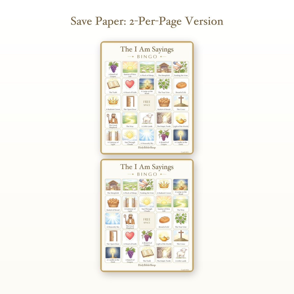 The I Am Sayings Bingo | Printable Bible Bingo Game for Kids | 60 Cards Sunday School VBS Christian Watercolor PDF — image 6
