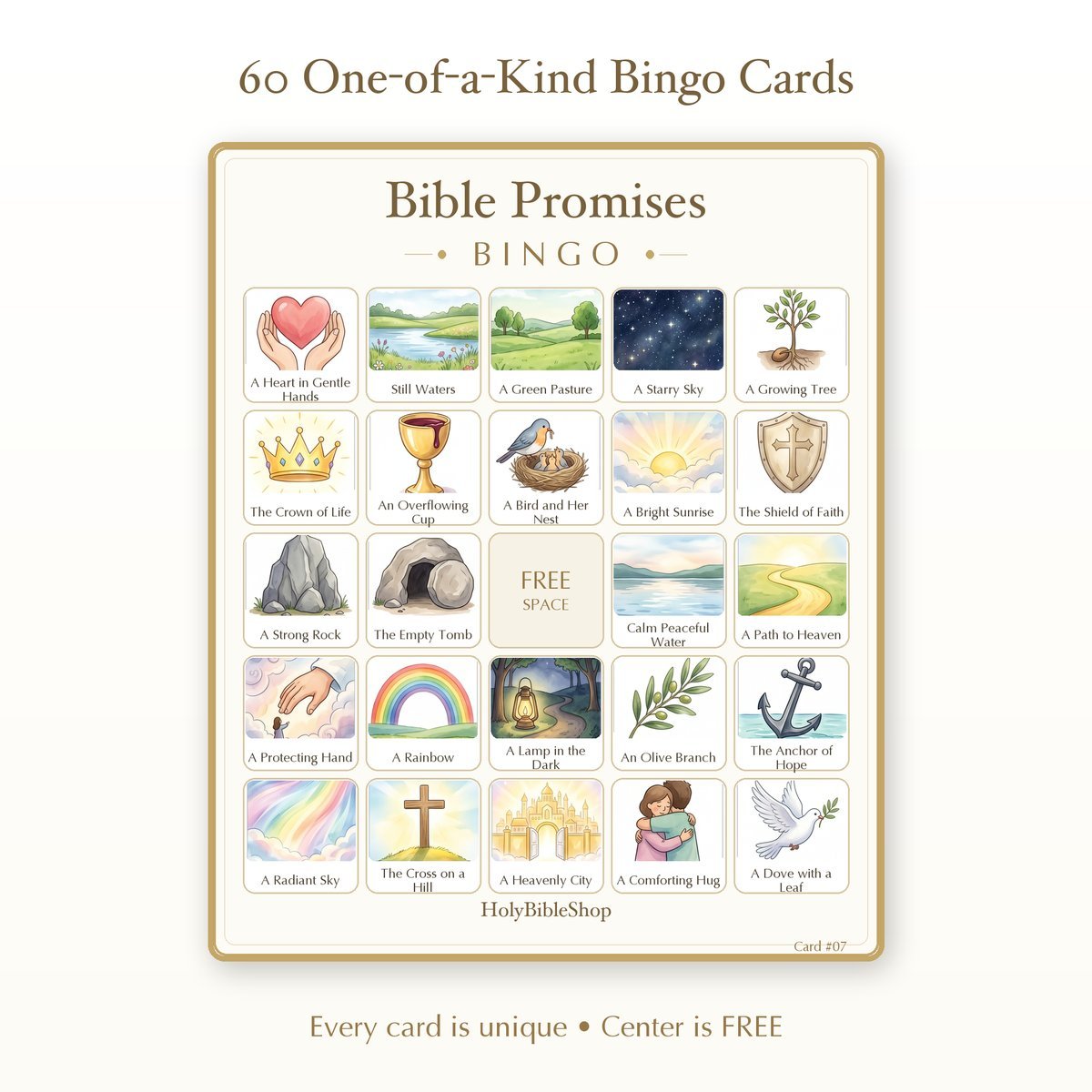 God's Promises Bingo, 60 Printable Christian Cards, Bible Promise Game, Scripture Memory, Sunday School, Ladies Bible Study — image 2