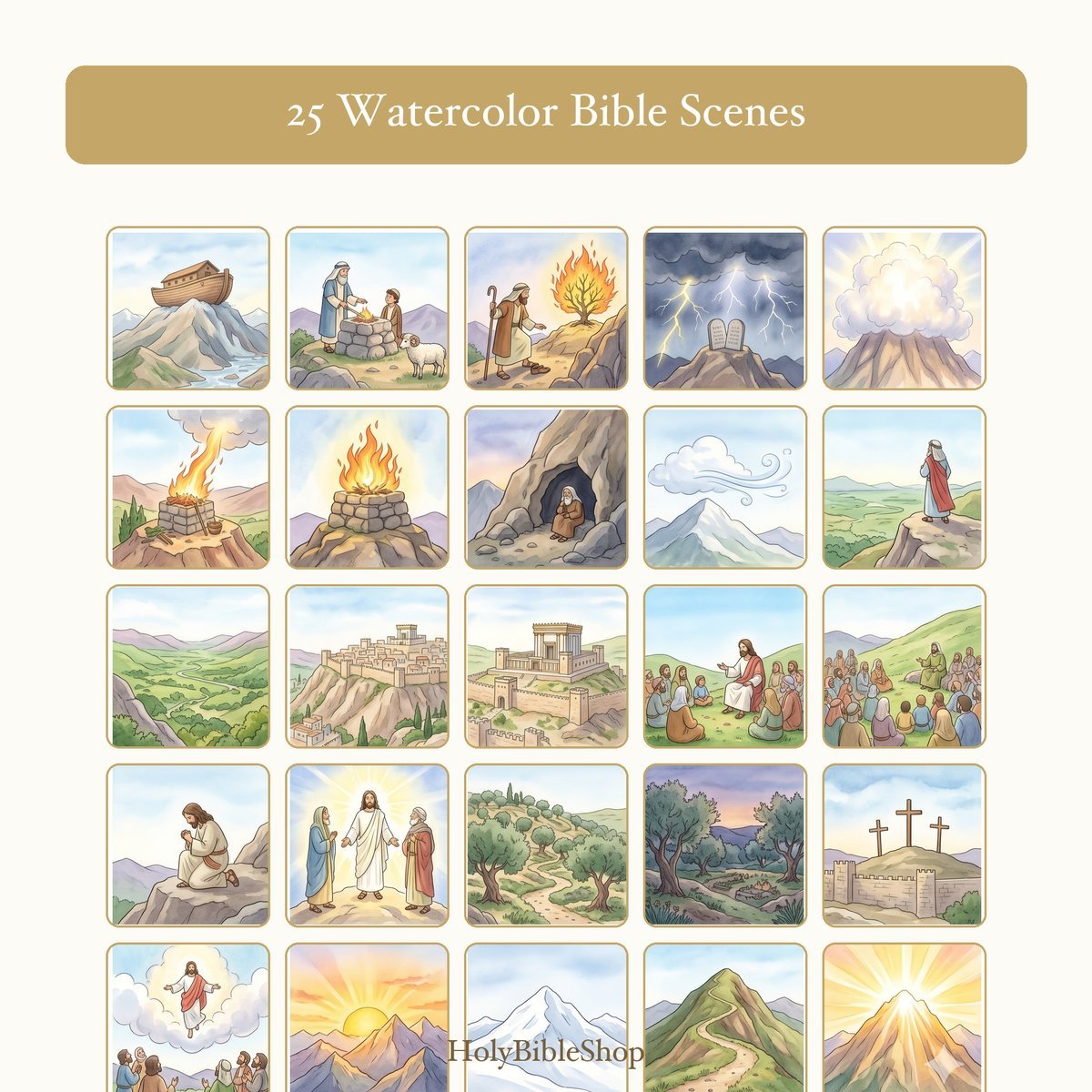 Gods Mountains and Rivers Bingo, 60 Printable Bingo Cards, Christian Mountains Rivers Game, Sunday School & Church Activity — image 3
