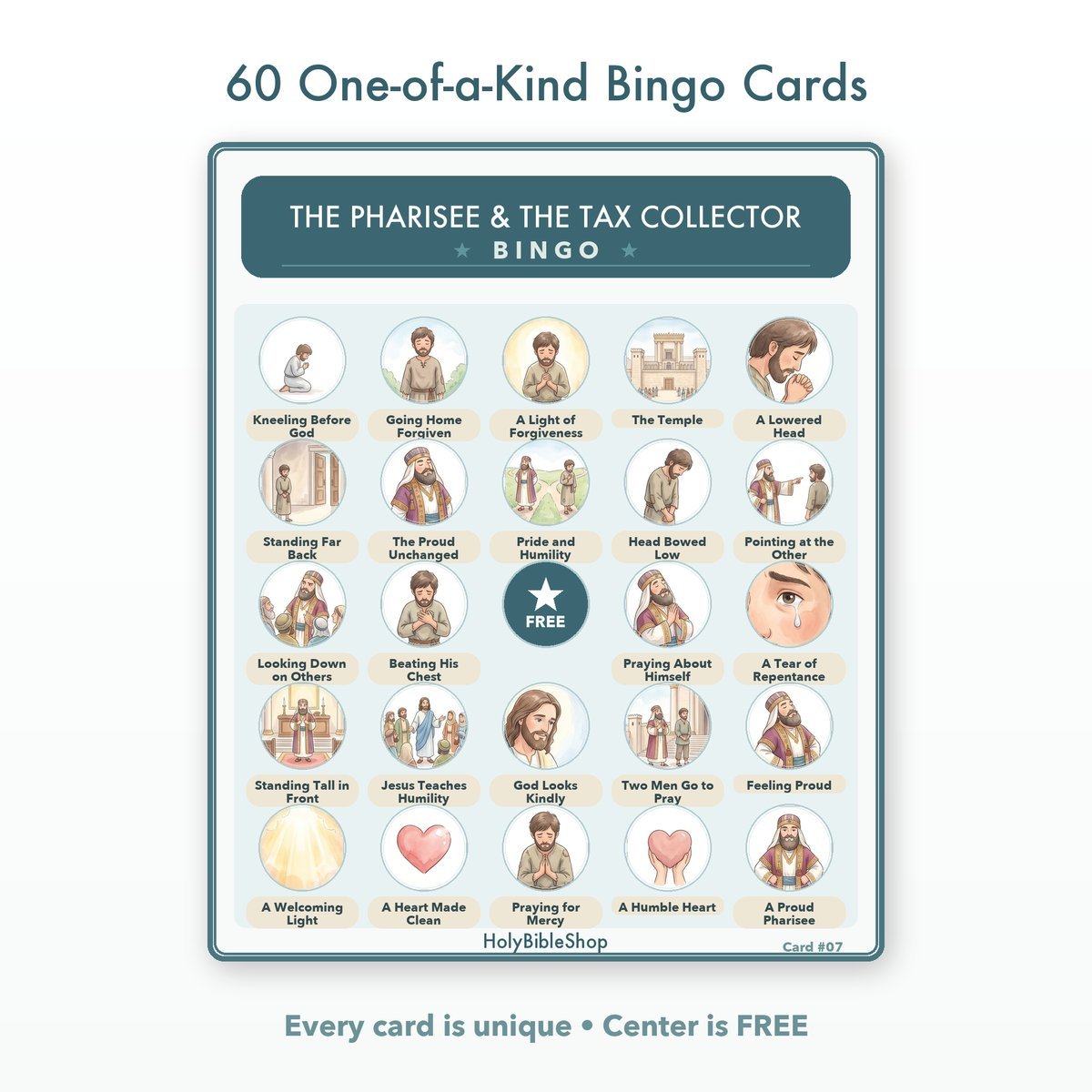 The Pharisee and the Tax Collector Bingo | Bible Bingo Game | 60 Cards Sunday School VBS Christian PDF — image 2