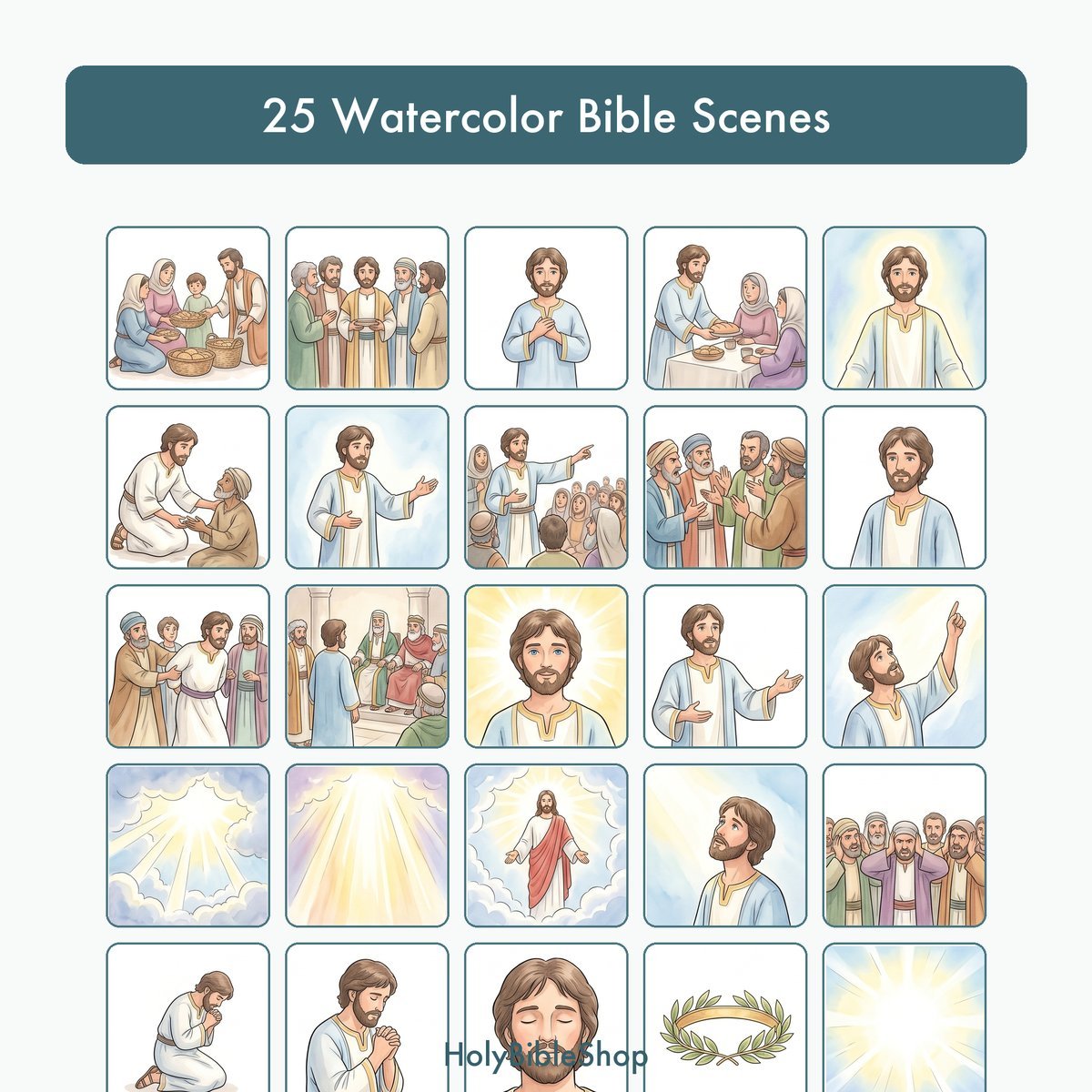 Stephen The Faithful Bingo | Printable Bible Bingo Game for Kids | 60 Cards Sunday School VBS Christian Watercolor PDF — image 3