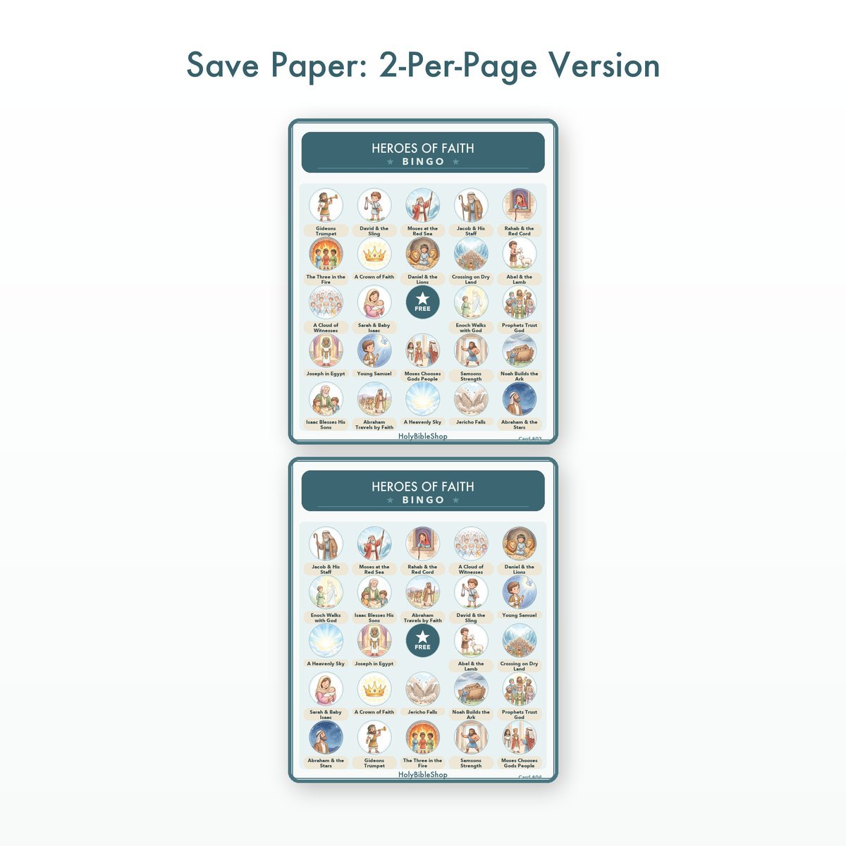 Heroes Of Faith Bingo | Printable Bible Bingo Game for Kids | 60 Cards Sunday School VBS Christian Watercolor PDF — image 6