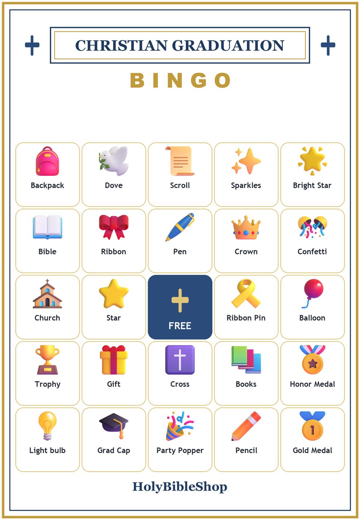 Christian Graduation Bingo, 60 Printable Bingo Cards, Graduation Bingo, Grad Party Game, Christian Graduation Game, Instant Download