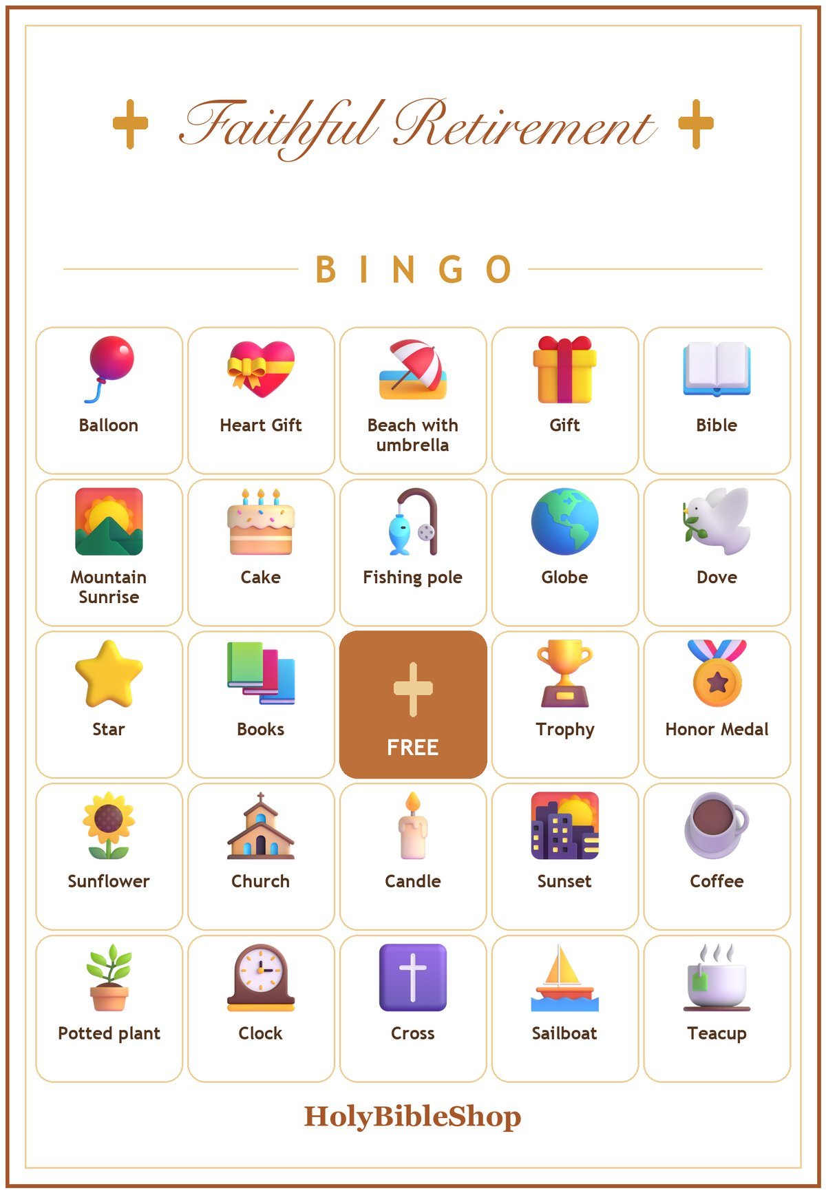 Faithful Retirement Bingo, 60 Printable Bingo Cards, Retirement Bingo, Retirement Party, Christian Retirement Game, Instant Download